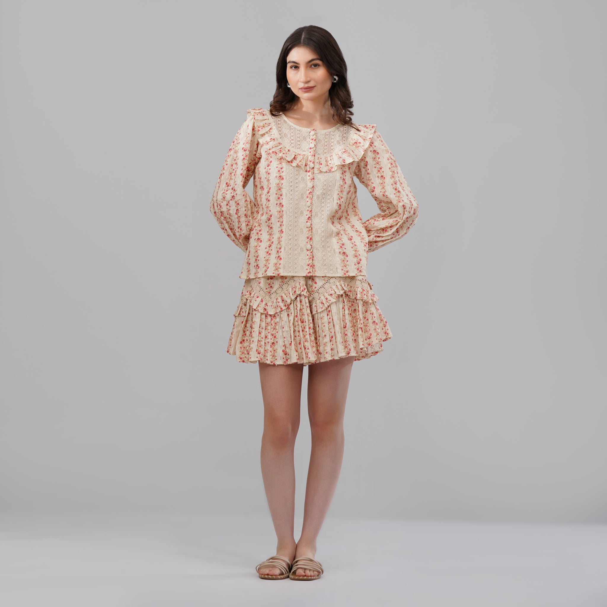 Pink Floral World – Top & Skirt