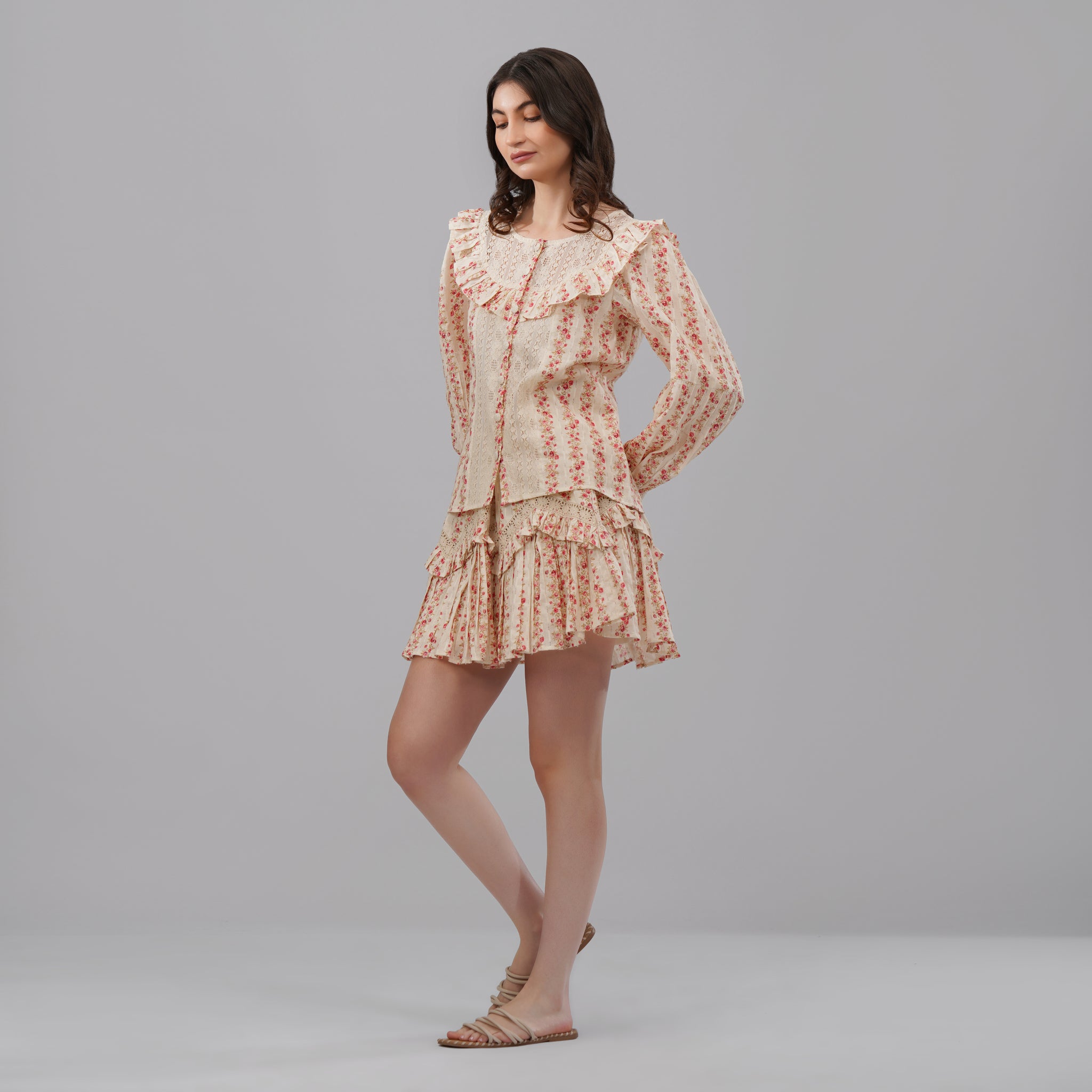 Pink Floral World – Top & Skirt
