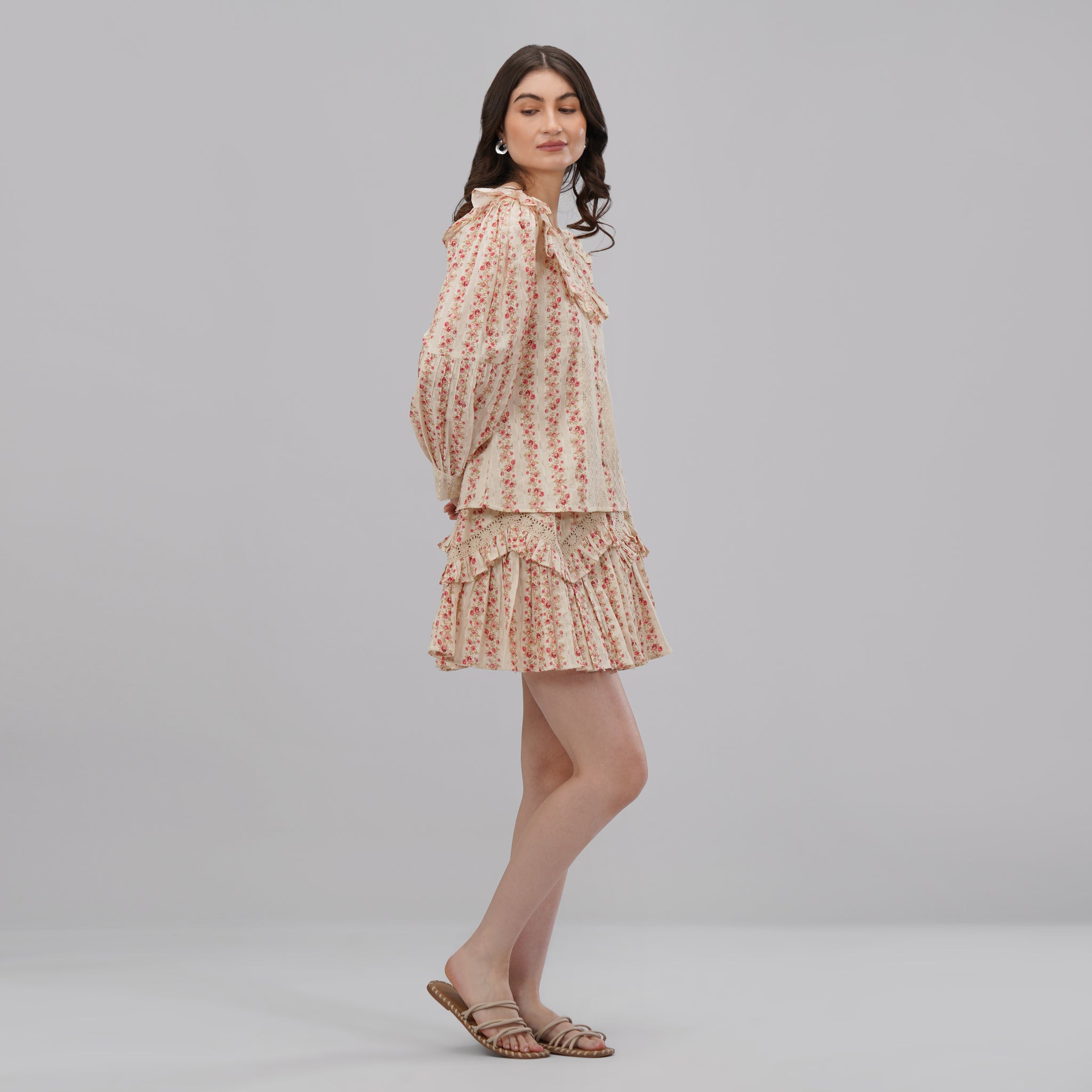Pink Floral World – Top & Skirt